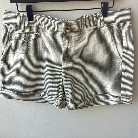 Banana Republic Sage Green Cream Striped Shorts - Picture 3 of 12